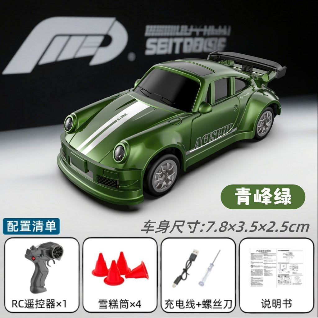 RC Toy 1:64 4WD Remote Control Car - 2.4G Desktop Pocket-Sized Miniature Simulated Drift Car with Lights