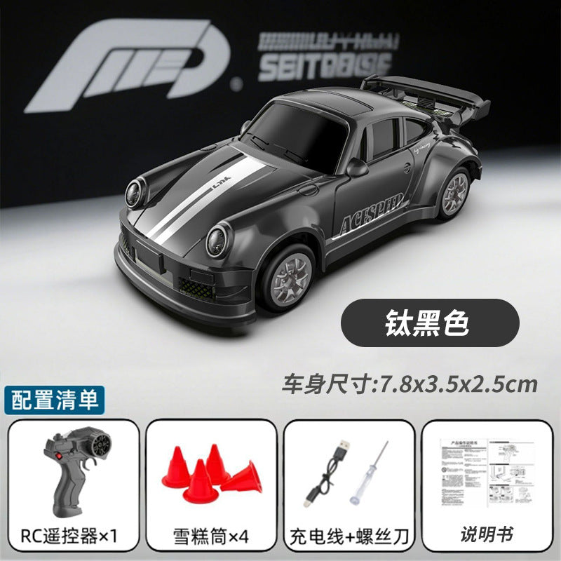 RC Toy 1:64 4WD Remote Control Car - 2.4G Desktop Pocket-Sized Miniature Simulated Drift Car with Lights