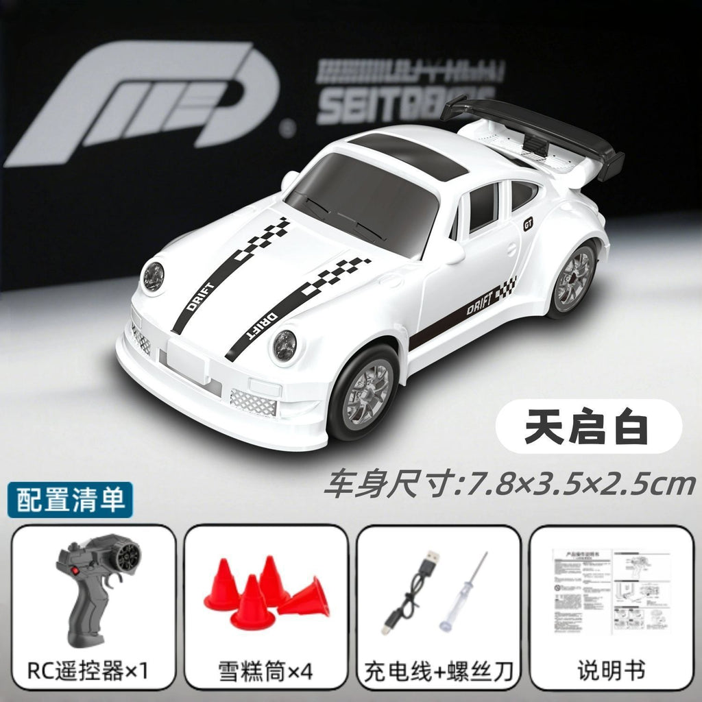 RC Toy 1:64 4WD Remote Control Car - 2.4G Desktop Pocket-Sized Miniature Simulated Drift Car with Lights