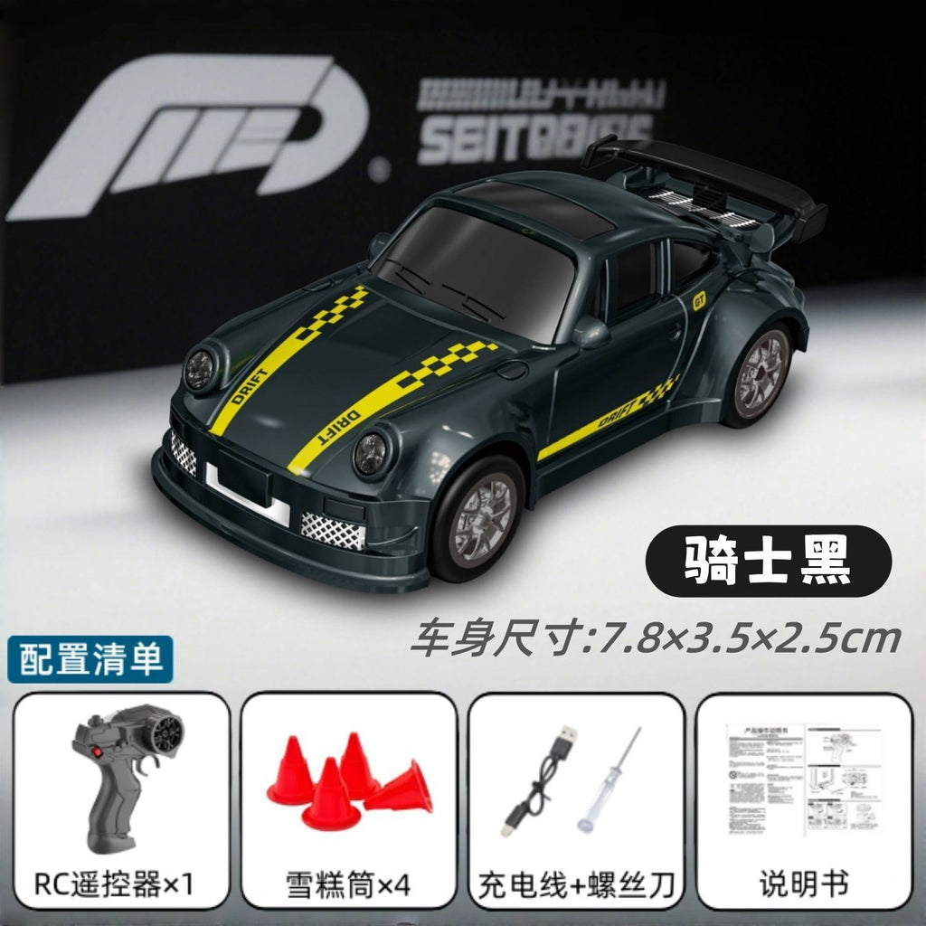 RC Toy 1:64 4WD Remote Control Car - 2.4G Desktop Pocket-Sized Miniature Simulated Drift Car with Lights