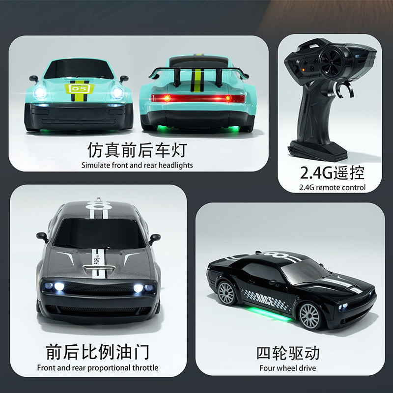 Drift 4WD Remote Control Car - RC Remote Control Vehicle Dodge Challenger High-Speed Racing Car Model, a Toy Gift for Boys